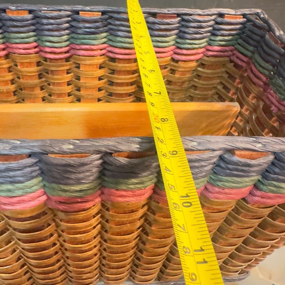 Foxcreek Basket Co Handmade  Woven Wood Divided Organizer Basket Multicolor Trim